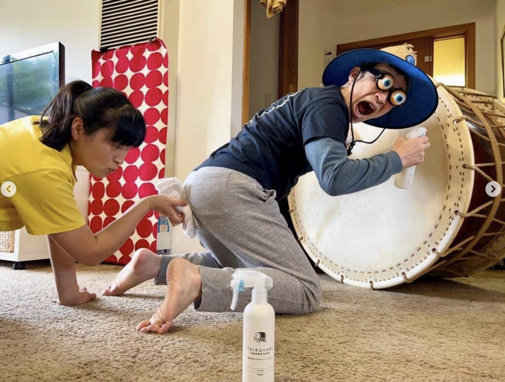 TAIKOCAREを使ったお客様の声。和太鼓の革が驚くほど綺麗になったと好評のクリーニング剤